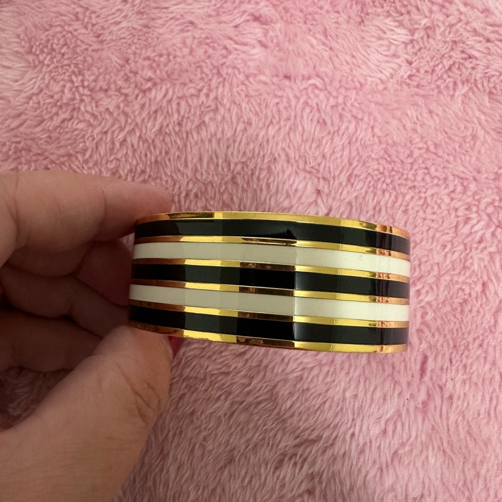 Y2K Juicy Couture Striped Gold and Black Bangle Bracelet